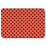 Polka Dots - Black on Tomato Red Large Doormat