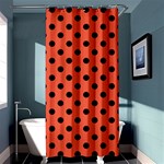 Polka Dots - Black on Tomato Red Shower Curtain 36  x 72  (Stall)