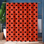 Polka Dots - Black on Tomato Red Shower Curtain 60  x 72  (Medium)