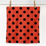 Polka Dots - Black on Tomato Red Face Towel