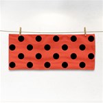 Polka Dots - Black on Tomato Red Hand Towel