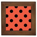 Polka Dots - Black on Tomato Red Framed Tile