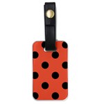 Polka Dots - Black on Tomato Red Luggage Tag (One Side)