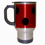 Polka Dots - Black on Tomato Red Travel Mug (Silver Gray)
