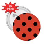 Polka Dots - Black on Tomato Red 2.25  Button (10 pack)