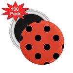 Polka Dots - Black on Tomato Red 2.25  Magnet (100 pack)