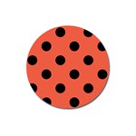 Polka Dots - Black on Tomato Red Magnet 3  (Round)
