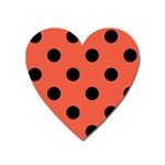 Polka Dots - Black on Tomato Red Magnet (Heart)