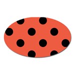 Polka Dots - Black on Tomato Red Magnet (Oval)