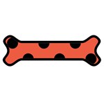 Polka Dots - Black on Tomato Red Magnet (Dog Bone)
