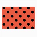Polka Dots - Black on Tomato Red Postcard 4 x 6  (Pkg of 10)