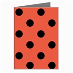 Polka Dots - Black on Tomato Red Greeting Card