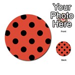 Polka Dots - Black on Tomato Red Multi-purpose Cards (Round)