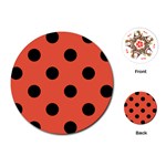 Polka Dots - Black on Tomato Red Playing Cards (Round)