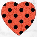 Polka Dots - Black on Tomato Red Jigsaw Puzzle (Heart)