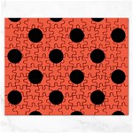 Polka Dots - Black on Tomato Red Jigsaw Puzzle (Rectangular)