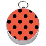 Polka Dots - Black on Tomato Red Silver Compass