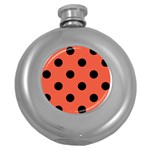 Polka Dots - Black on Tomato Red Hip Flask (5 oz)