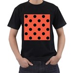 Polka Dots - Black on Tomato Red Men s T-Shirt (Black)
