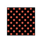 Polka Dots - Tomato Red on Black Satin Bandana Scarf