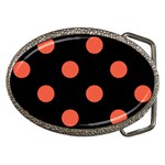 Polka Dots - Tomato Red on Black Belt Buckle