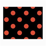 Polka Dots - Tomato Red on Black Small Glasses Cloth