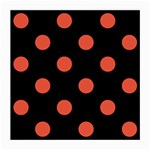 Polka Dots - Tomato Red on Black Medium Glasses Cloth (2 Sides)