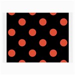 Polka Dots - Tomato Red on Black Large Glasses Cloth (2 Sides)