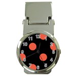 Polka Dots - Tomato Red on Black Money Clip Watch