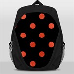 Polka Dots - Tomato Red on Black Backpack Bag