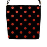 Polka Dots - Tomato Red on Black Flap Closure Messenger Bag (L)