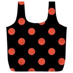 Polka Dots - Tomato Red on Black Full Print Recycle Bag (XL)