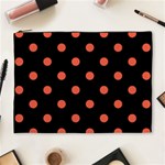 Polka Dots - Tomato Red on Black Cosmetic Bag (XL)