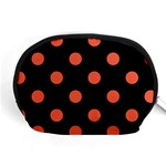 Polka Dots - Tomato Red on Black Accessory Pouch (Medium)