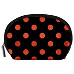 Polka Dots - Tomato Red on Black Accessory Pouch (Large)