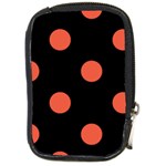 Polka Dots - Tomato Red on Black Compact Camera Leather Case