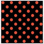 Polka Dots - Tomato Red on Black Canvas 12  x 12 