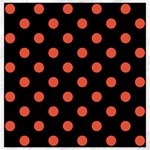 Polka Dots - Tomato Red on Black Canvas 20  x 20 
