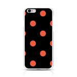 Polka Dots - Tomato Red on Black Apple iPhone 6/6S Silicone Case (Transparent)