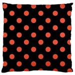 Polka Dots - Tomato Red on Black Standard Flano Cushion Case (One Side)