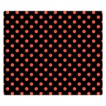 Polka Dots - Tomato Red on Black Double Sided Flano Blanket (Small)