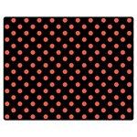 Polka Dots - Tomato Red on Black Double Sided Flano Blanket (Medium)