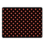 Polka Dots - Tomato Red on Black Fleece Blanket (Small) (One Side)