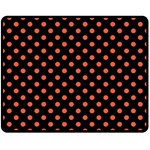 Polka Dots - Tomato Red on Black Double Sided Fleece Blanket (Medium) (Two Sides)