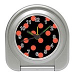 Polka Dots - Tomato Red on Black Desk Alarm Clock