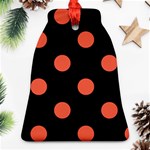 Polka Dots - Tomato Red on Black Bell Ornament (Two Sides)