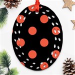 Polka Dots - Tomato Red on Black Ornament (Bell) Ornament (Oval Filigree)