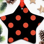 Polka Dots - Tomato Red on Black Star Ornament (Two Sides)