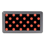 Polka Dots - Tomato Red on Black Memory Card Reader (Mini)
