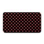 Polka Dots - Tomato Red on Black Medium Bar Mat